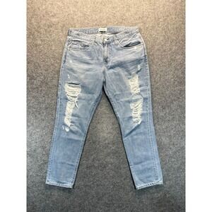 Big Star Jeans Women's 29 Billie‎ Slim Slouch Light Blue Distressed Denim Jeans